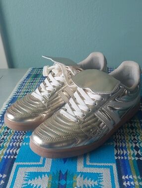 Steve Madden Metallic Gold Sneakers with White Lining